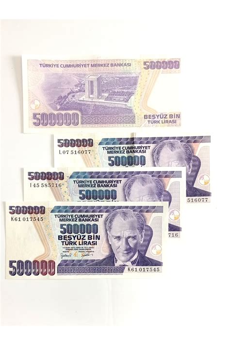 Yediotuz 7 Emisyon 500 000 Türk Lirası Koleksiyon Kağıt Para Eski