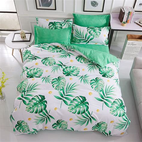 With two pillowcases, a duvet cover and a fitted sheet, these carefully curated sets come with everything you need to sleep well. MYRU Home Textile Green Plant 4pcs Cheap Bedding Sets ...