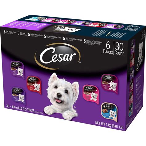 Available in cesar simply crafted, classics, gourmet filets, sunrise home delights, savory delights, softies and more! Cesar Canine Cuisine Wet Dog Food, Variety Pack, 3.5 Oz ...