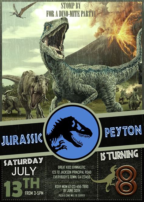 Jurassic World Birthday Party Invitation 3 Amazing Invite Jurassic