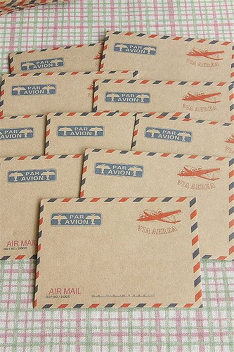 Items Similar To Air Mail Kraft Envelopes Set Of 10 Kraft Paper