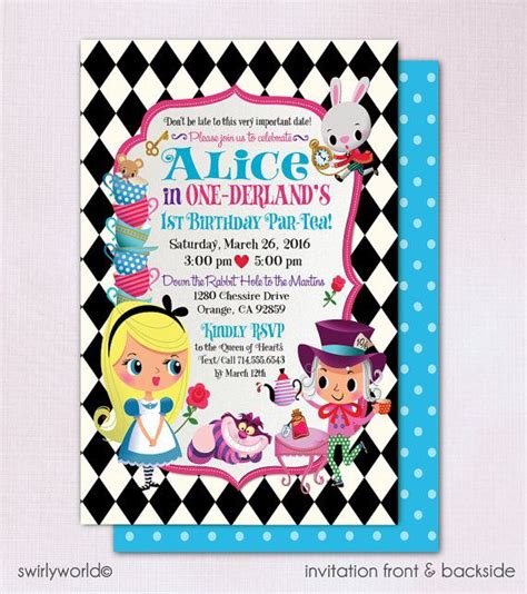Digital Alice In Onederland 1st Birthday Invitations And Thank Etsy