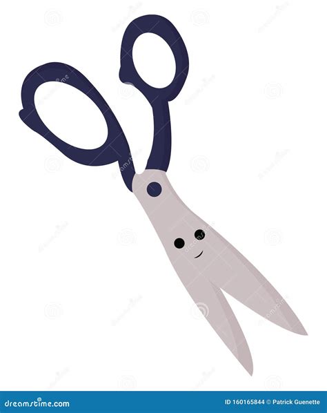 Scissor With Cute Face Vector Or Color Illustration Stock Vector