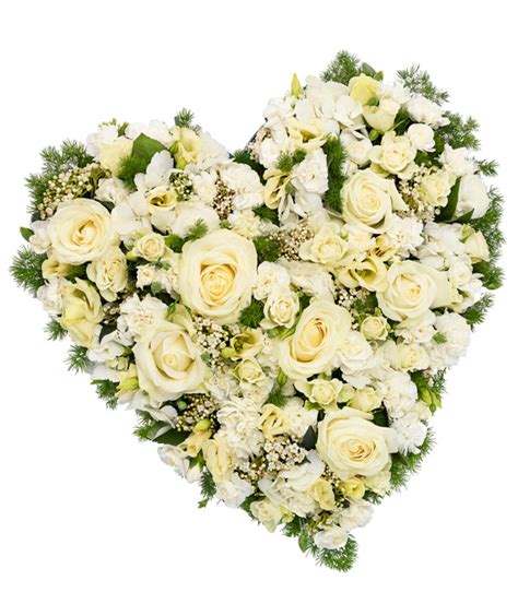 Sending a funeral hearts for women you may want to stick with feminine colors like pinks, lavenders or even whites. White loose heart - Butterfly flowers