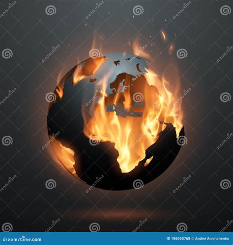 Planet Earth With Flame Inside Stock Vector Illustration Of