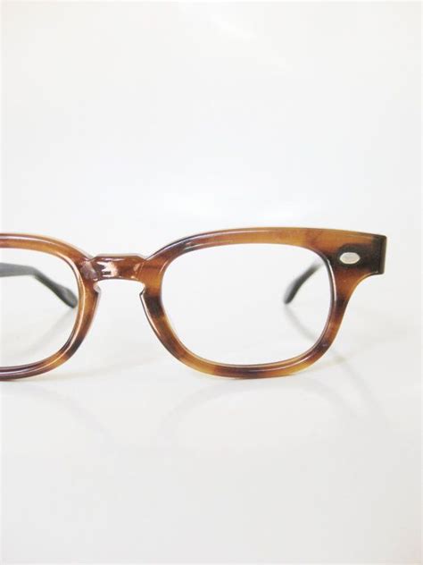 Vintage 1950s Horn Rim Glasses Womens Eyeglasses Tortoiseshell Brown Amber 50s Fifties Mad Men