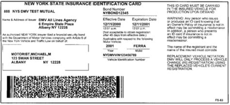 Sample Nys Insurance Id Cards New York State Dmv