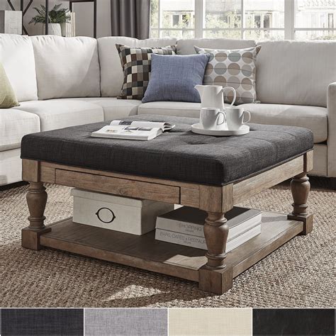 The essential storage ottoman, amelia is transitional in design, showcasing a button tufted quilted top and oak legs in a distressed grey finish. Overstock.com: Online Shopping - Bedding, Furniture ...