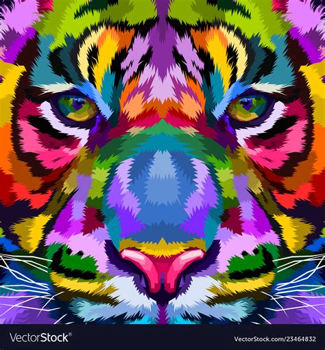 Colorful Tiger Close Up Royalty Free Vector Image