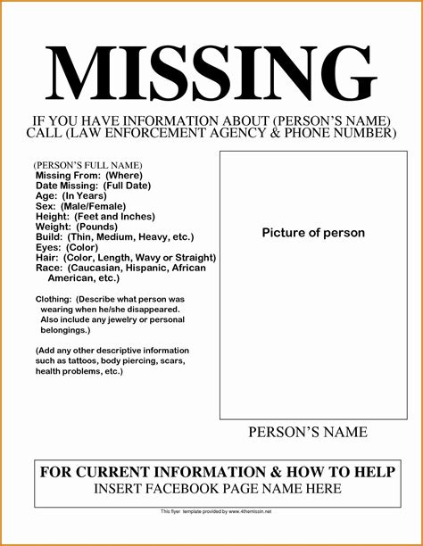 Missing Persons Posters Template Fresh Funny Flyers Printable Lovely