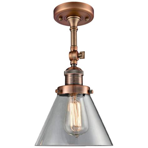 Large Cone 8 Wide Antique Copper Adjustable Ceiling Light 40y02