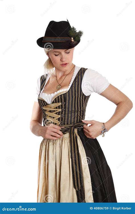 Young Blonde Woman In Traditional Bavarian Costume Stock Image Image