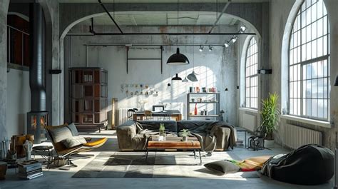 Premium Photo Loft Style Living Room Interior With Design Furniture