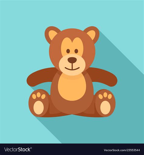 Teddy Bear Icon Flat Style Royalty Free Vector Image