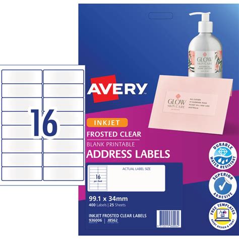 For any further information on avery compatible labels, please feel free to contact us on 0845 026 4232. Avery Inkjet Mailing Labels Clear 25 Sheets 16 Per Page ...