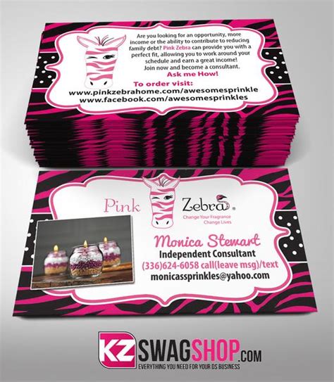Finalized files are provided in high res (3000px wide, black version, and white version) ∙.jpg ∙.png. Pink Zebra Business Cards Style 2 - KZ Swag Shop