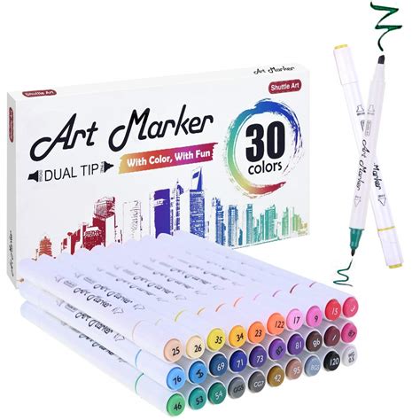 Buy Shuttle Art 30 Colors Dual Tip Art Markers Permanent Marker Pens