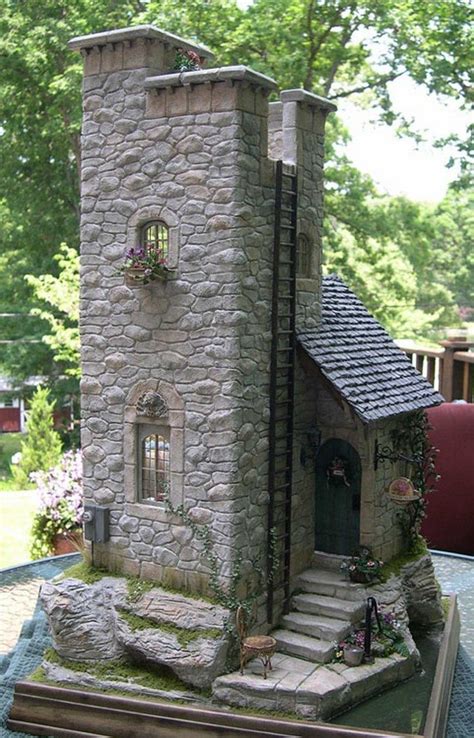 Cut tiny styrofoam bricks to size and glue together for an indoor fairy house, or you can use real mini bricks and mortar for an outdoor house! Make a miniature stone fairy house | DIY projects for ...