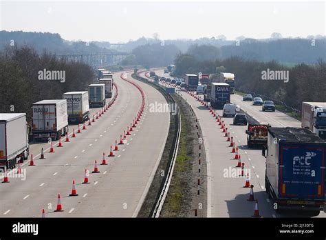 Ashford Kent Uk 22 March 2022 Operation Brock Is In Place Between Junctions 8 And 9 Of The
