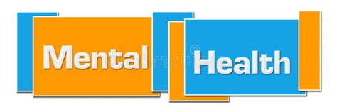 Mental Health Blue Orange Boxes Horizontal Stock Illustration