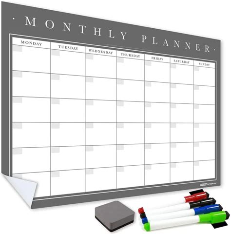 Sticky Monthly Calendars Dry Wipe Wall Planner Self Adhesive Weekly