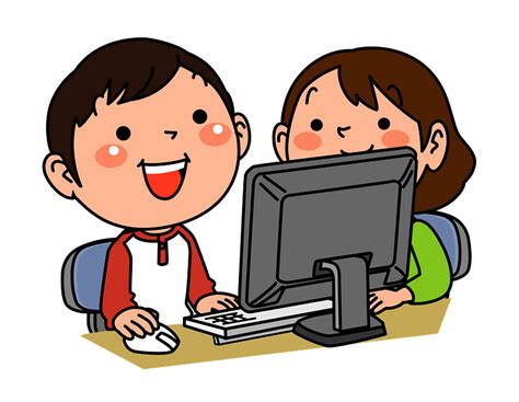 Children Are Playing On The Computer Clipart Free Download Transparent