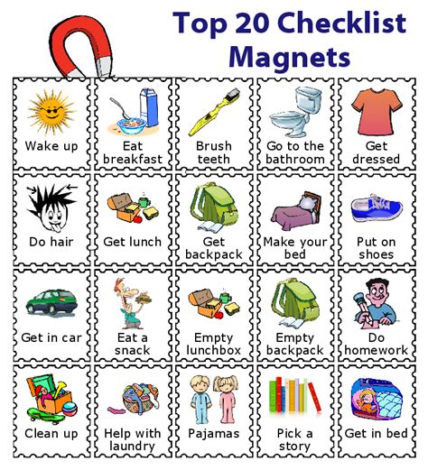 Make A Magnetic Checklist For Your Kids School Checklist Bedtime And