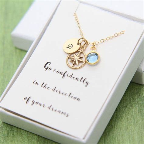 Graduation gift ideas for her range from practical yet unaffordable luxuries she can't afford just yet to thoughtful items that celebrate all her fond memories and hard work. Inspirational Necklace, Inspirational Gift, Gold Compass ...