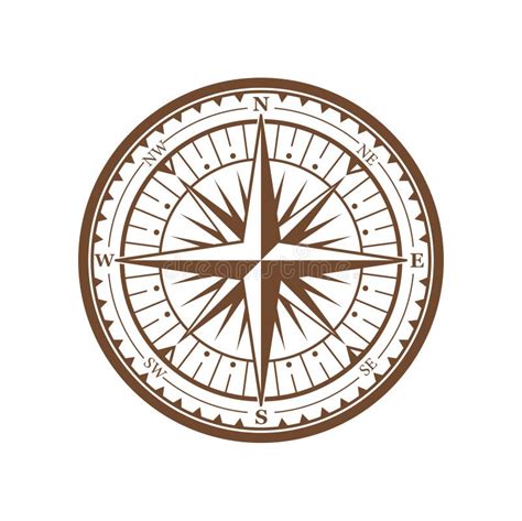 Nautical Wind Rose And Compass Icons Set Stock Vector Illustration Of