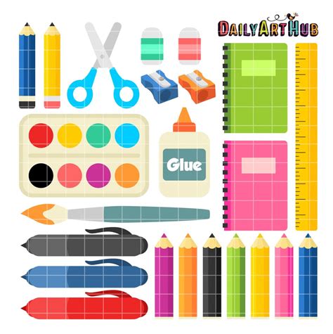 School Supplies Clip Art Set Daily Art Hub Graphics Alphabets And Svg