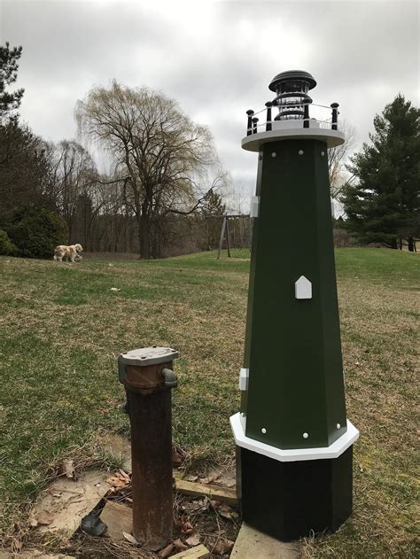 Lighthouse Well Pump Cover Lawn Solar Light Yard 48 Inch Wood Etsy