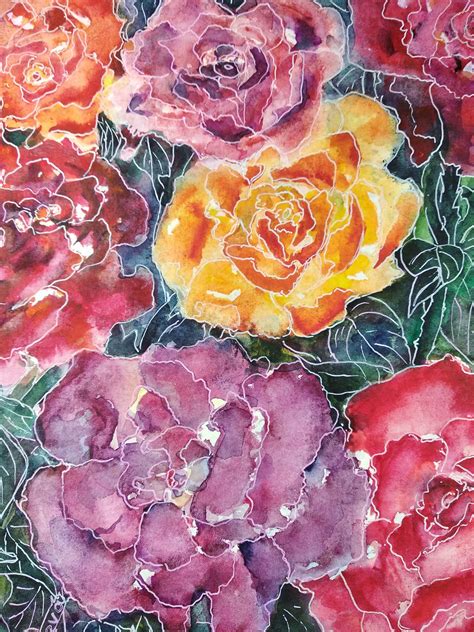 Pink Rose Watercolor Painting Flower Bud Square Picture Etsy