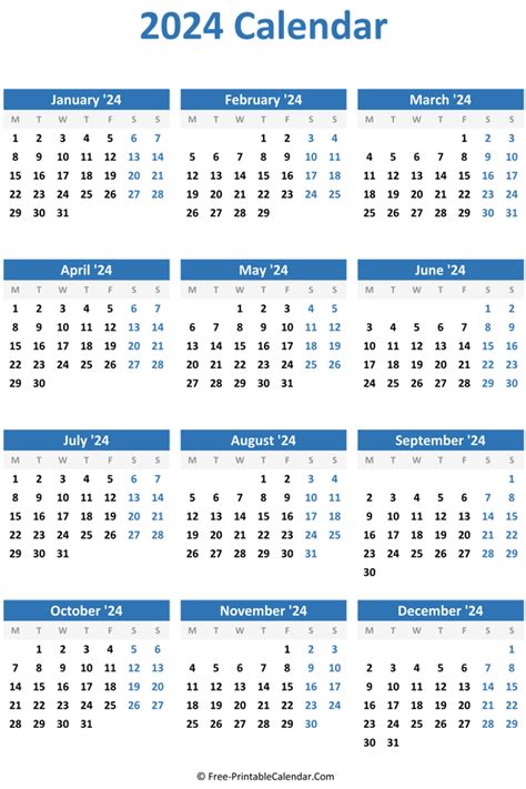 Free Printable Calendars Monday Start Month Calendar Printable 2024