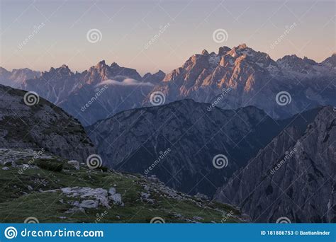 Mountain Landscape In The European Dolomite Alps Underneath The Three