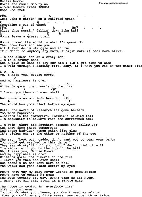 Bob Dylan Song Nettie Moore Lyrics And Chords