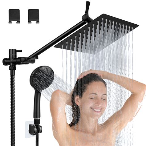 rain shower head with handheld spray lanhado 8 matte black shower head with 11 extension