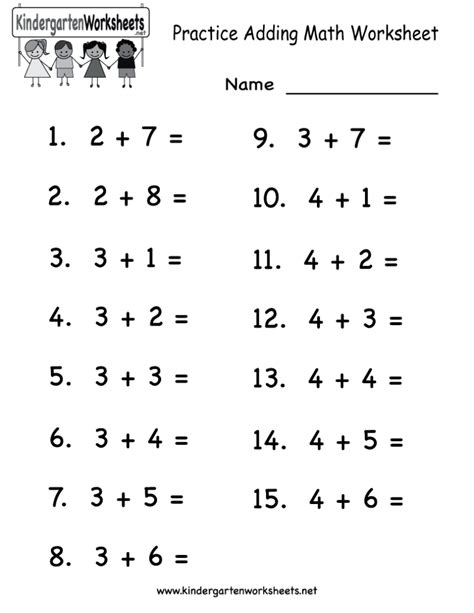Printable in convenient pdf format. Coloring Pages: Practice Adding Math Worksheet Free Kindergarten Worksheet For Kids, free ...