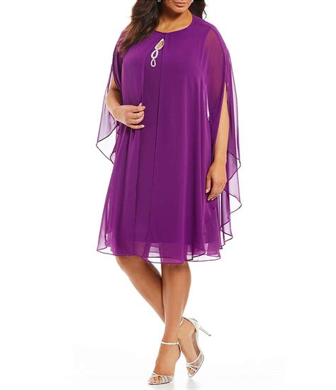 Ignite Evenings Plus Cape Sleeve Round Neck Beaded Keyhole Neck