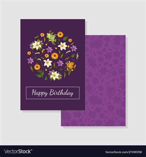Purple Flowers Birthday Card Best Flower Site