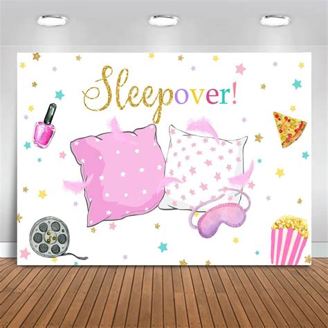 Buy Mocsicka Sleepover Party Backdrop Sleepover Pajamas Pillow Fight