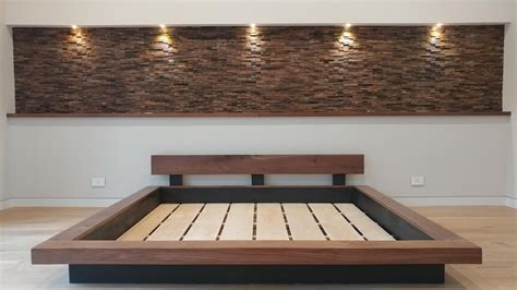 Festnight japanese style futon bed frame solid wood sheesham finish 1.4x2m. King, Queen, Real Walnut, Asian, Japanese, floating style ...