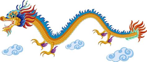 Chinese Dragon Flying Over Clouds Isolated On White Background 3252974