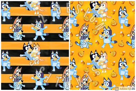 Bluey Dog Seamless Digital Paper Pattern Halloweenseasonal Etsy