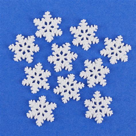Mini White Sparkling Snowflake Embellishments Snow Snowflakes