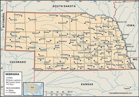 Labeled Map Of Nebraska World Map Blank And Printable