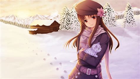 Anime Mädchen Im Schnee Winter Hintergrundbilder 1920x1080 Full Hd