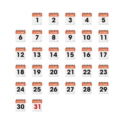Premium Vector October Set Calendar Icon Vector Template