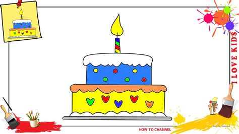 Birthday Cake Drawing For Kids How To Draw A Cake Step By Step Tutorial