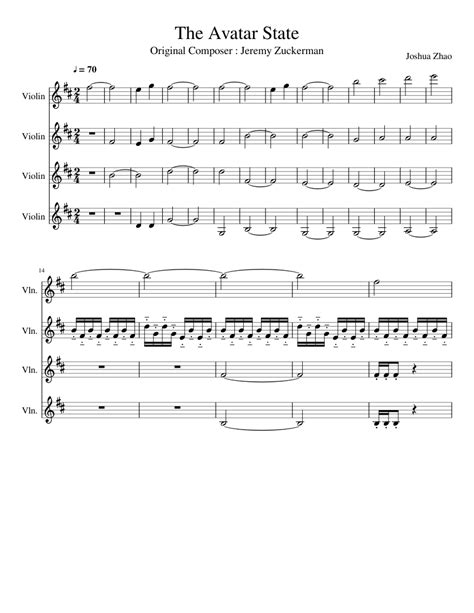 The Avatar State Sheet Music For Violin Mixed Quartet