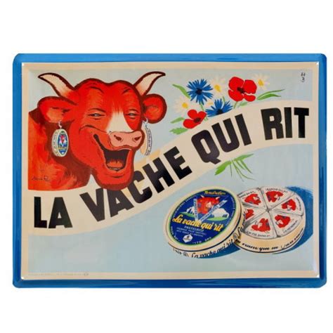 Plaque en métal La vache qui rit Fleurs x cm